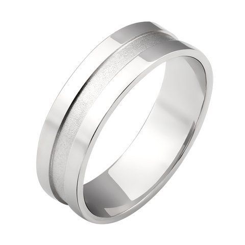 Серебряное обручальное кольцо с глубокой матовой серединкой ОS-6021 фото